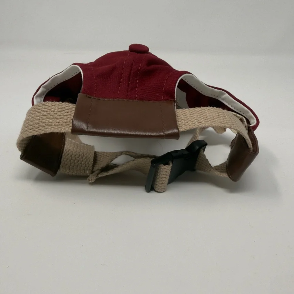 Portland Gear Maroon Pet Baseball Cap w/ Ear‎ Holes Adjustable Strap Size Small